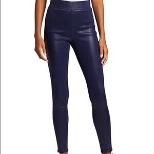 L’AGENCE Rochelle High Rise Pull On Jeans Stargazer Coated Blue *Small Hole* NWT